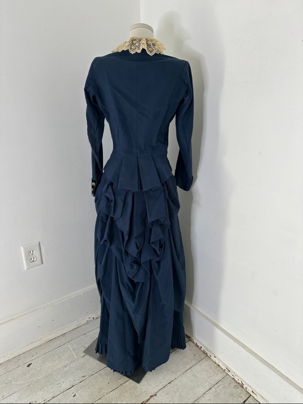 Authentic Antique 1880s Navy Bustle Dress Museum Worthy - Picture 15 of 16